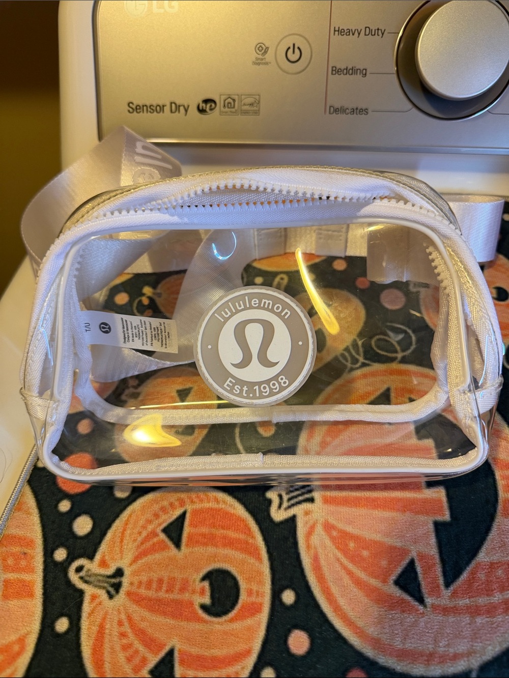 lululemon athletica Clear Cosmetic Bag with White Trim and Silver Logo